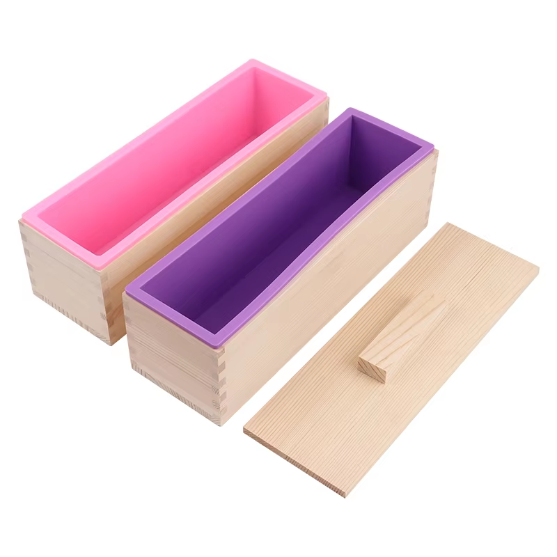 Soap Making Lye - 1200ml Rectangle Silicone Soap Mold Wooden